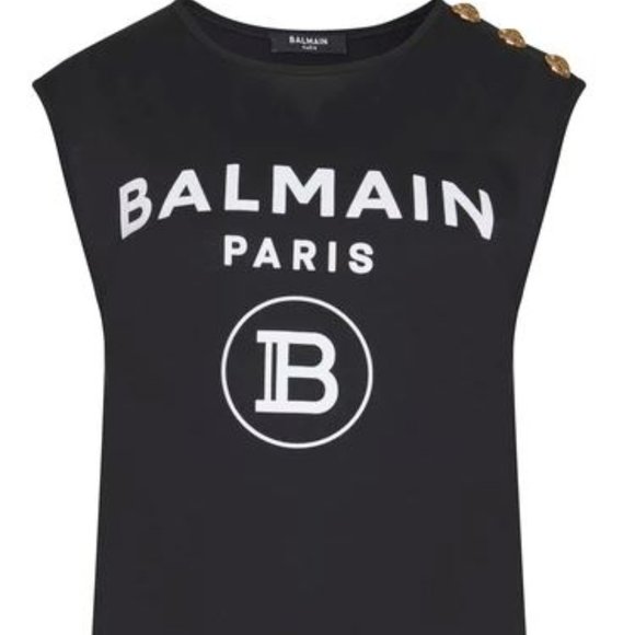 Balmain Tops - **Authentic** Balmain Button Shoulder Logo Tank